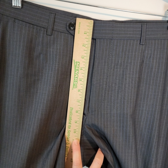 Ermenegildo Zegna Men's Mila Wool Pants Grey Blue Pin Stripe Dress Pants Tapered - Picture 8 of 9